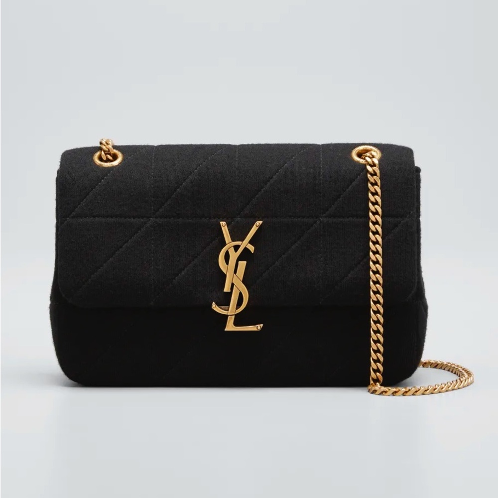 Yves Saint Laurent Jamie Jersey Black Quilted medium Bag with Gold Chain